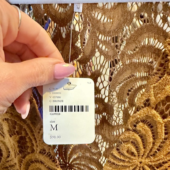 NWT Free People Dana Bronze Lace Mini Dress - Picture 8 of 9